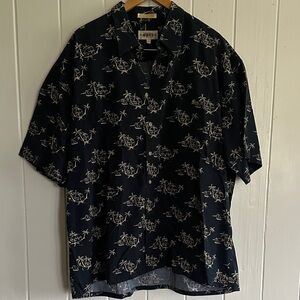 Campia Moda Black Palm Print Men's Aloha Shirt Size XXL